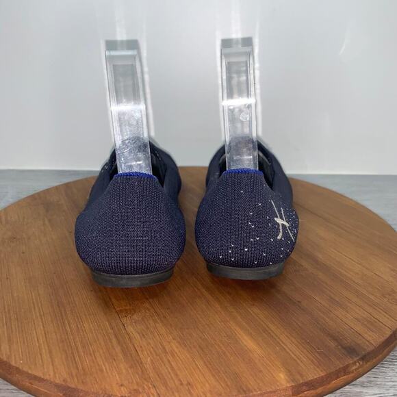 Rothys Pisces Zodiac Loafers Size 8.5 Dark Blue Silver Threading Slip On Round main image 12